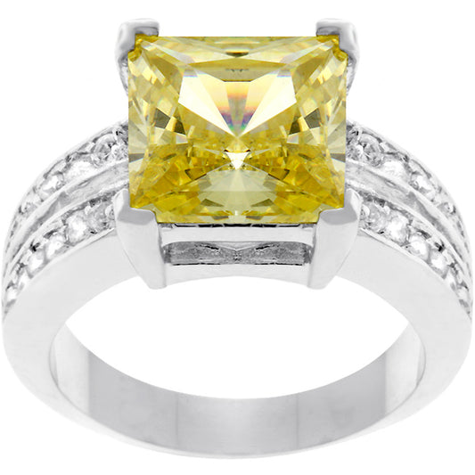 Lola Canary Princess Cut Solitaire Cocktail Ring | 7.5ct