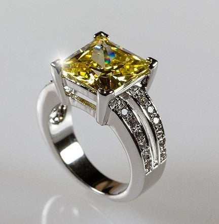 Lola Canary Princess Cut Solitaire Cocktail Ring | 7.5ct