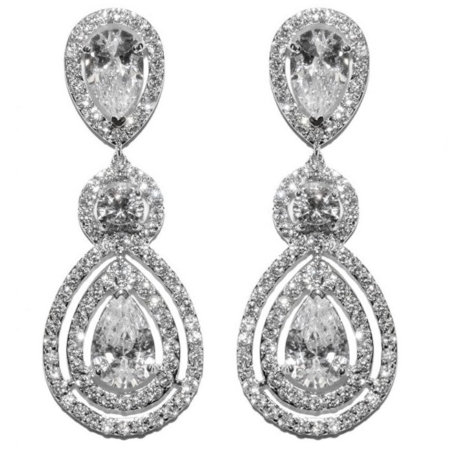 Louisa Pear Halo Chandelier Earrings