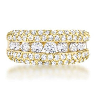 Luna CZ Gold Classic Band Ring | 1.1ct | 14k Gold