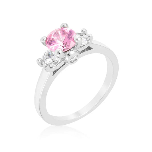 Marcy 6.5mm Pink Three Stone CZ Ring | 1ct