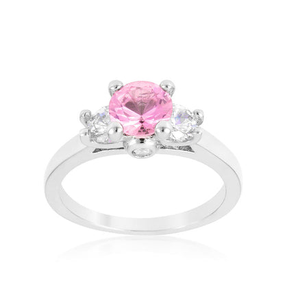 Marcy 6.5mm Ruby Three Stone CZ Ring | 1ct