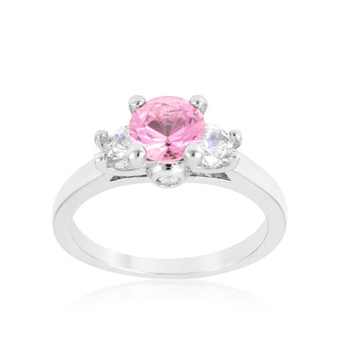 Marcy 6.5mm Pink Three Stone CZ Ring | 1ct