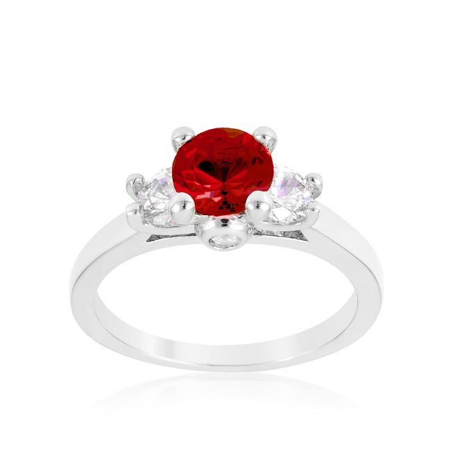 Marcy 6.5mm Ruby Three Stone CZ Ring | 1ct