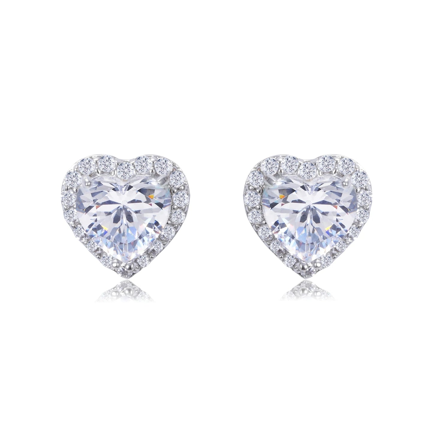 Maria 11mm Heart Halo Stud Earrings | 1.2ct