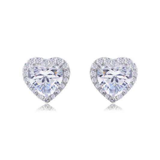 Maria 11mm Heart Halo Stud Earrings | 1.2ct