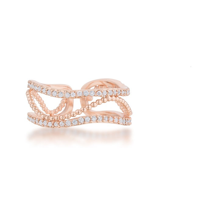 Marina Rose Gold Abstract Cuff Ring | 0.5ct