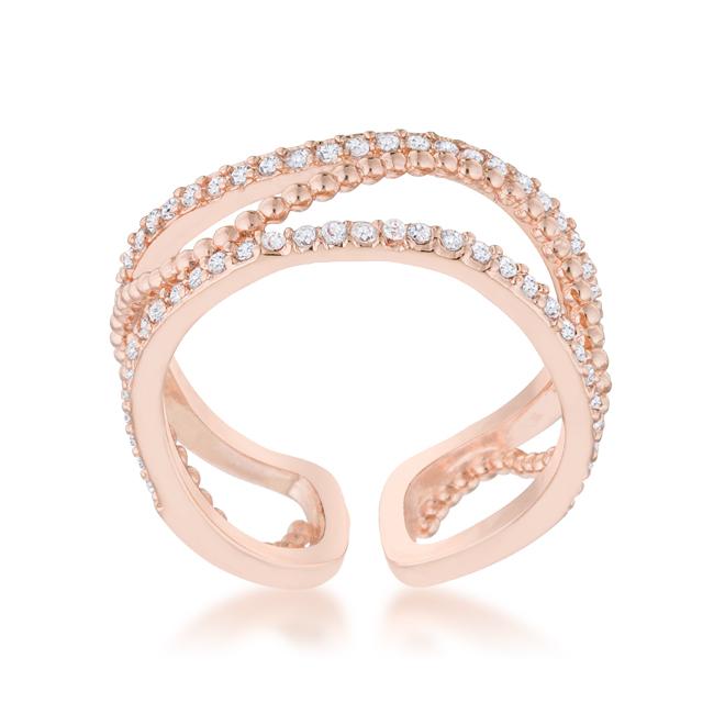 Marina Rose Gold Abstract Cuff Ring | 0.5ct