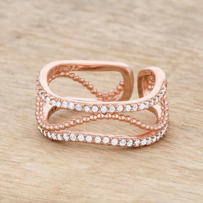 Marina Rose Gold Abstract Cuff Ring | 0.5ct