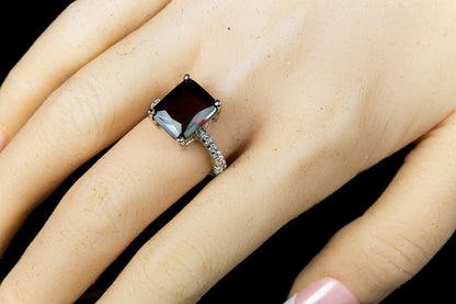 Marlene Ruby Radiant Cut Engagement Cocktail Ring | 7ct | Sterling Silver