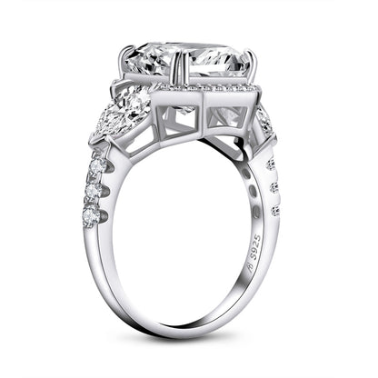 Mavis 10mm Asscher Cubic Zirconia Halo Engagement Ring | 7ct | Sterling Silver