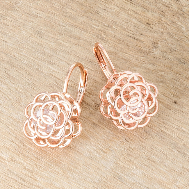 Maya CZ Rose Drop Rose Gold Earrings | 1.5ct