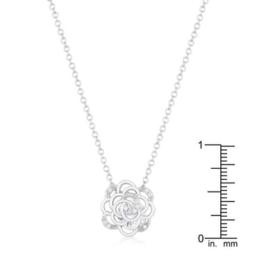 Maya Rose Drop CZ Silvertone Necklace - Beloved Sparkles