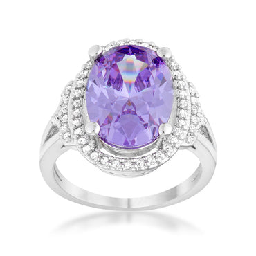 Melanie Oval Amethyst CZ Cocktail Ring | 7ct