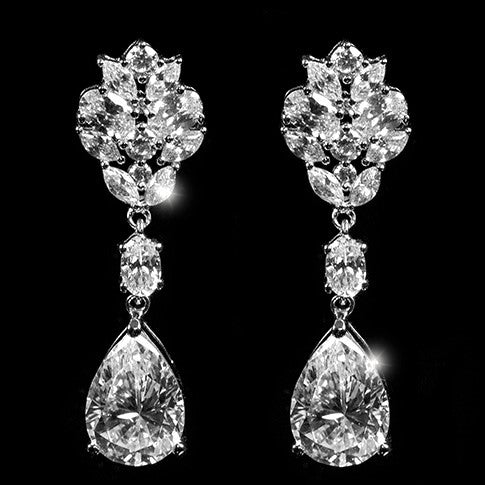 Melita Pear Cluster Dangle Earrings | 44mm