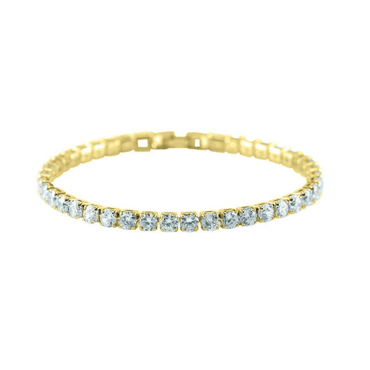 Micole 4mm Round CZ  Gold Tennis Bracelet – 7in