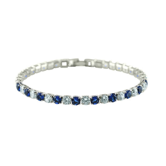 Micole Sapphire and Clear Round CZ Tennis Bracelet – 7in