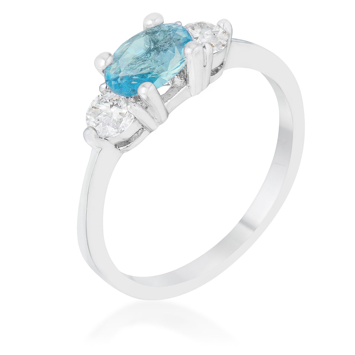 Miranna Three Stone Oval Blue Topaz Engagement Ring | 1.5ct