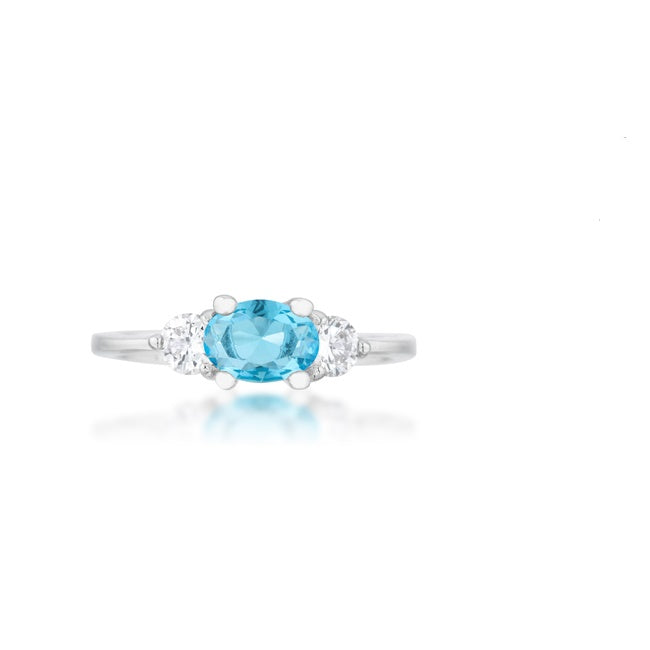 Miranna Three Stone Oval Blue Topaz Engagement Ring | 1.5ct