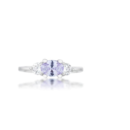 Miranna Three Stone Lavender Oval Engagement Ring | 1.5ct