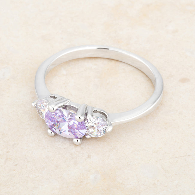 Miranna Three Stone Lavender Oval Engagement Ring | 1.5ct