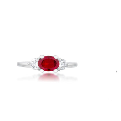 Miranna Three Stone Ruby Oval Engagement Ring | 1.5ct