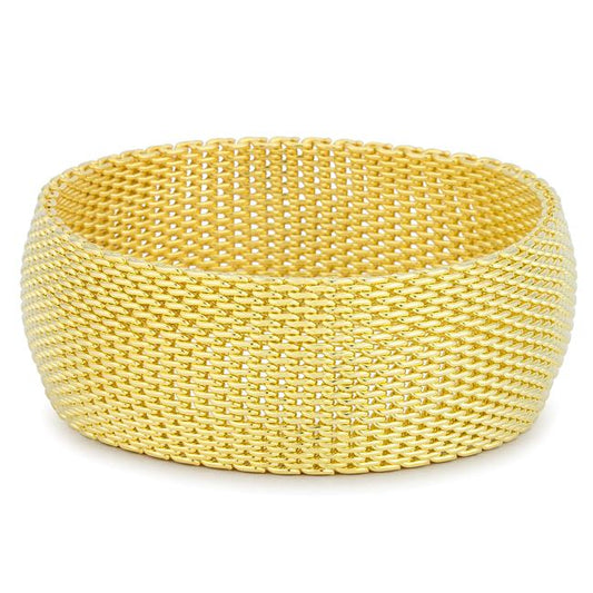 Monaco Gold Mesh Wide Bangle Bracelet | Gold