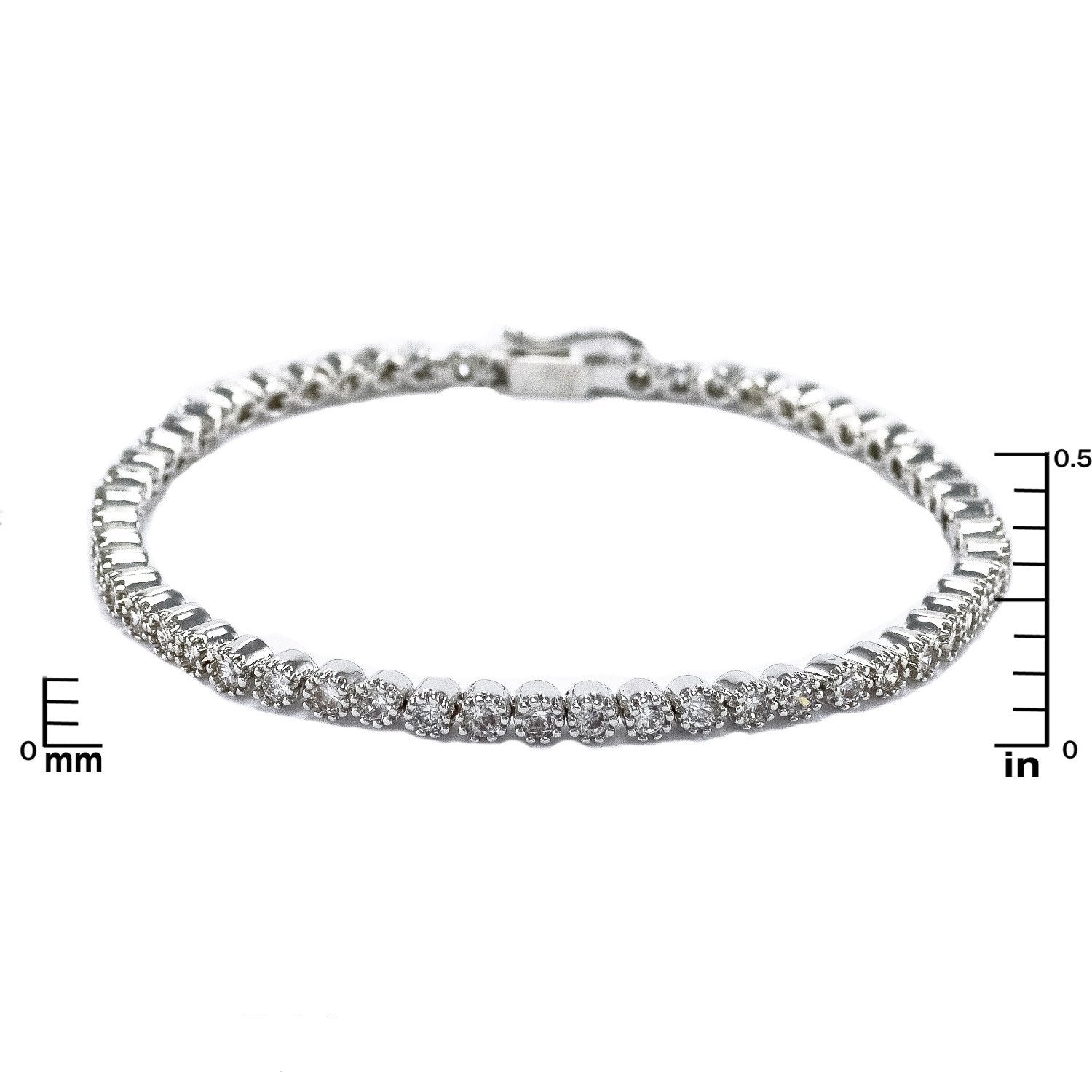 Morina Petite CZ Round  Silver Tennis Bracelet – 7in | 5ct - Beloved Sparkles