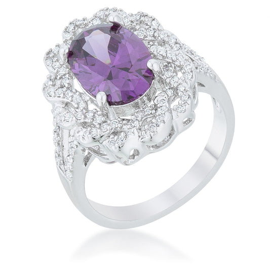 Nagel 6ct Amethyst Oval CZ Vintage Cocktail Ring | 8ct