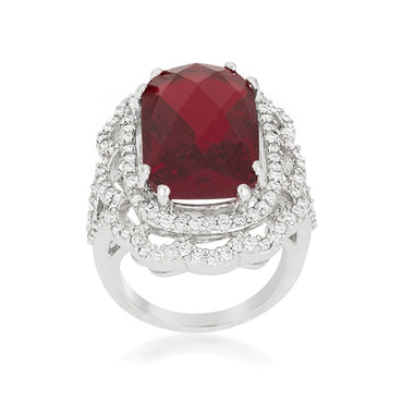 Nahida 24ct Faceted Ruby CZ Cocktail Ring | 26ct