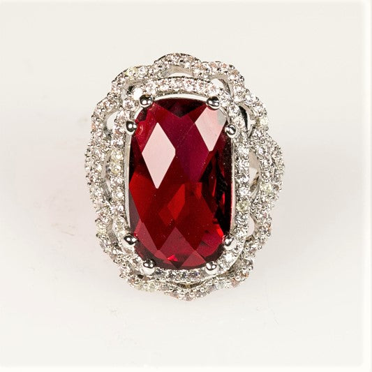 Nahida 24ct Faceted Ruby CZ Cocktail Ring | 26ct