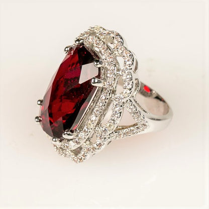 Nahida 24ct Faceted Ruby CZ Cocktail Ring | 26ct