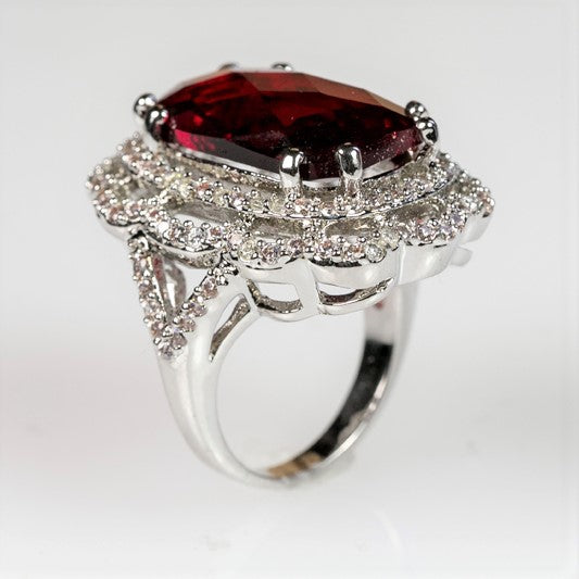 Nahida 24ct Faceted Ruby CZ Cocktail Ring | 26ct