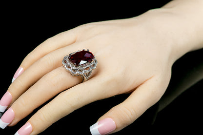 Nahida 24ct Faceted Ruby CZ Cocktail Ring | 26ct