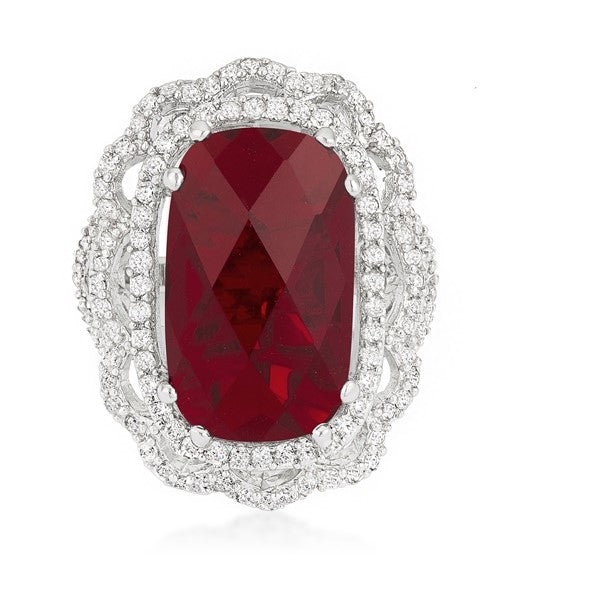 Nahida 24ct Faceted Ruby CZ Cocktail Ring | 26ct