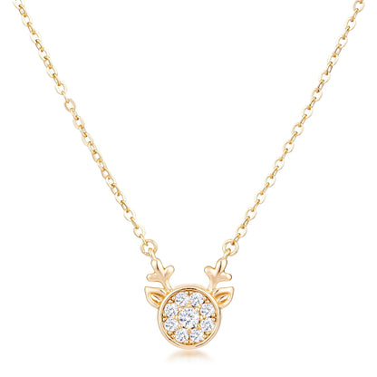 Nala Reindeer CZ Gold Pendant