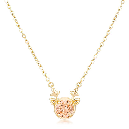 Nala Reindeer CZ Gold Pendant