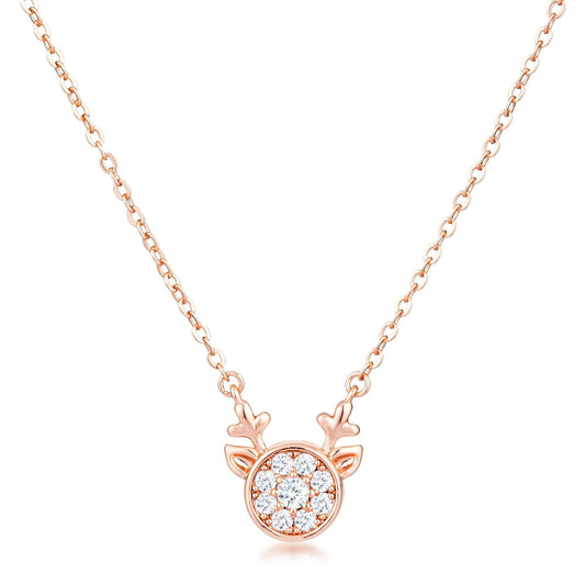 Nala Reindeer CZ Rose Gold Pendant