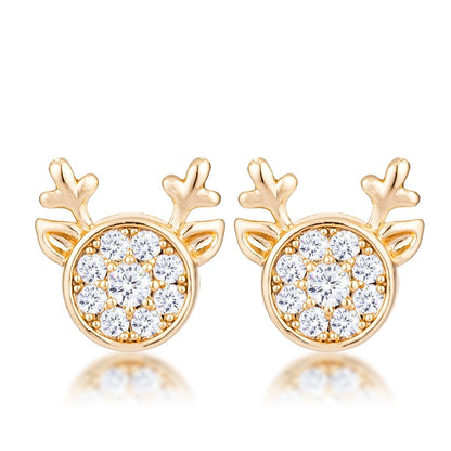 Nala Reindeer CZ Gold Earrings