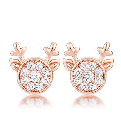 Nala Reindeer CZ Rose Gold Earrings