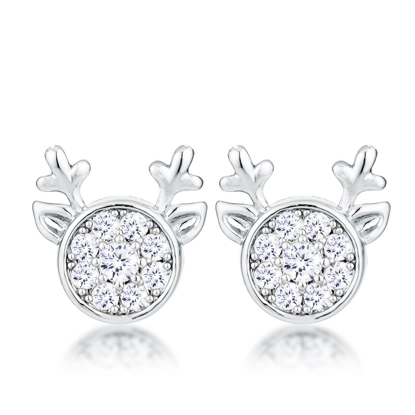 Nala Reindeer CZ Silver Earrings