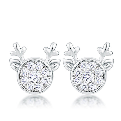 Nala Reindeer CZ Silver Earrings