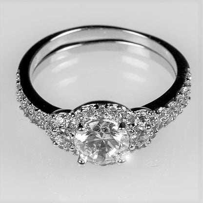 Narah Three Stone Halo Engagement Wedding Ring Set | 2.5ct