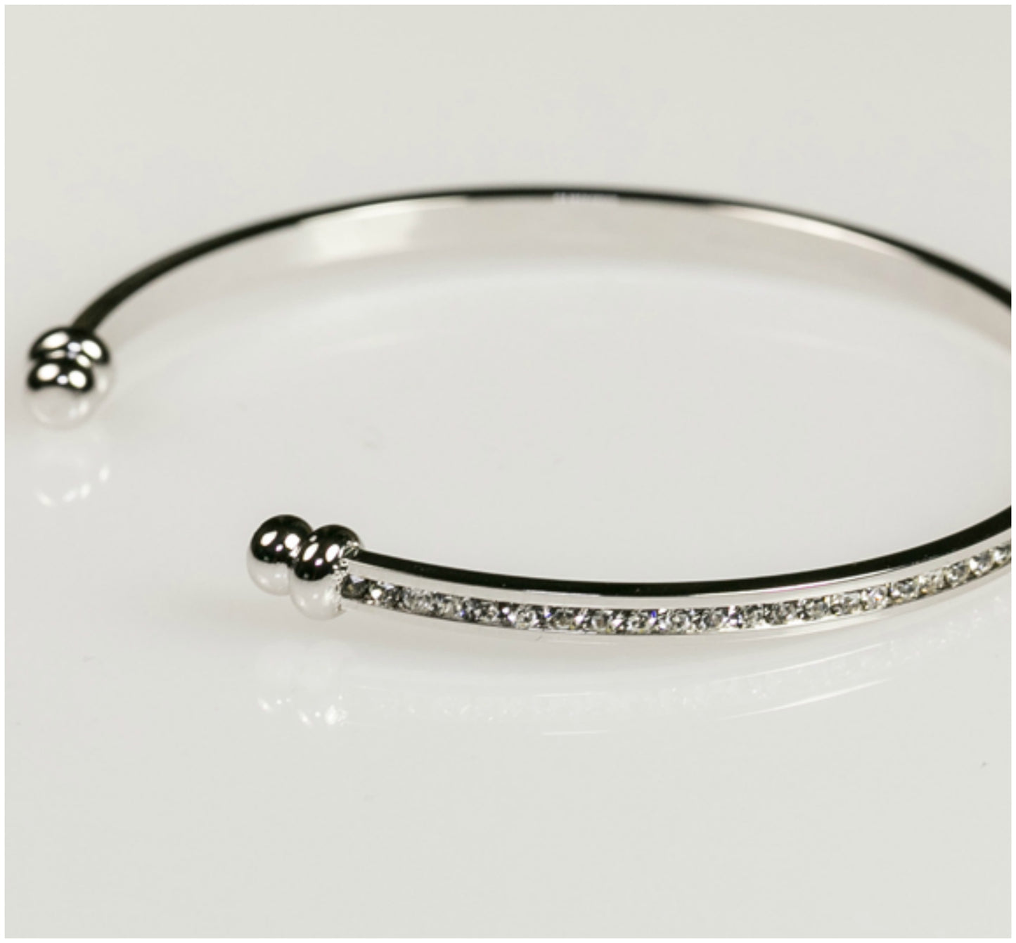 Nico Clear Cubic Zirconia Silver Cuff Bracelet