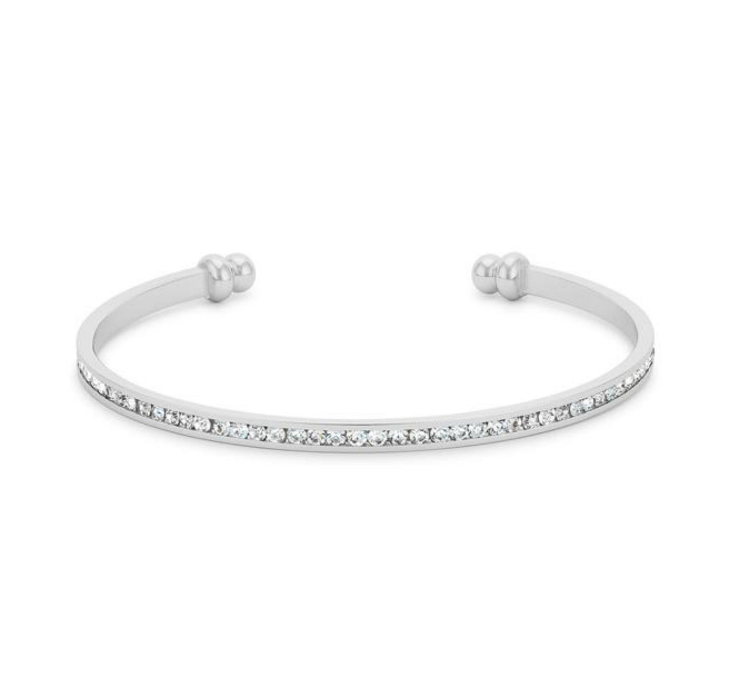 Nico Clear Cubic Zirconia Silver Cuff Bracelet