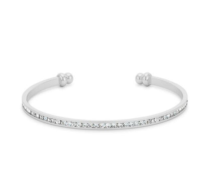 Nico Clear Cubic Zirconia Silver Cuff Bracelet