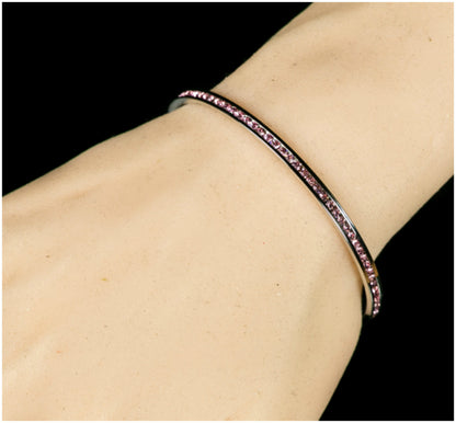 Nico Pink Cubic CZ Silver Cuff Bracelet