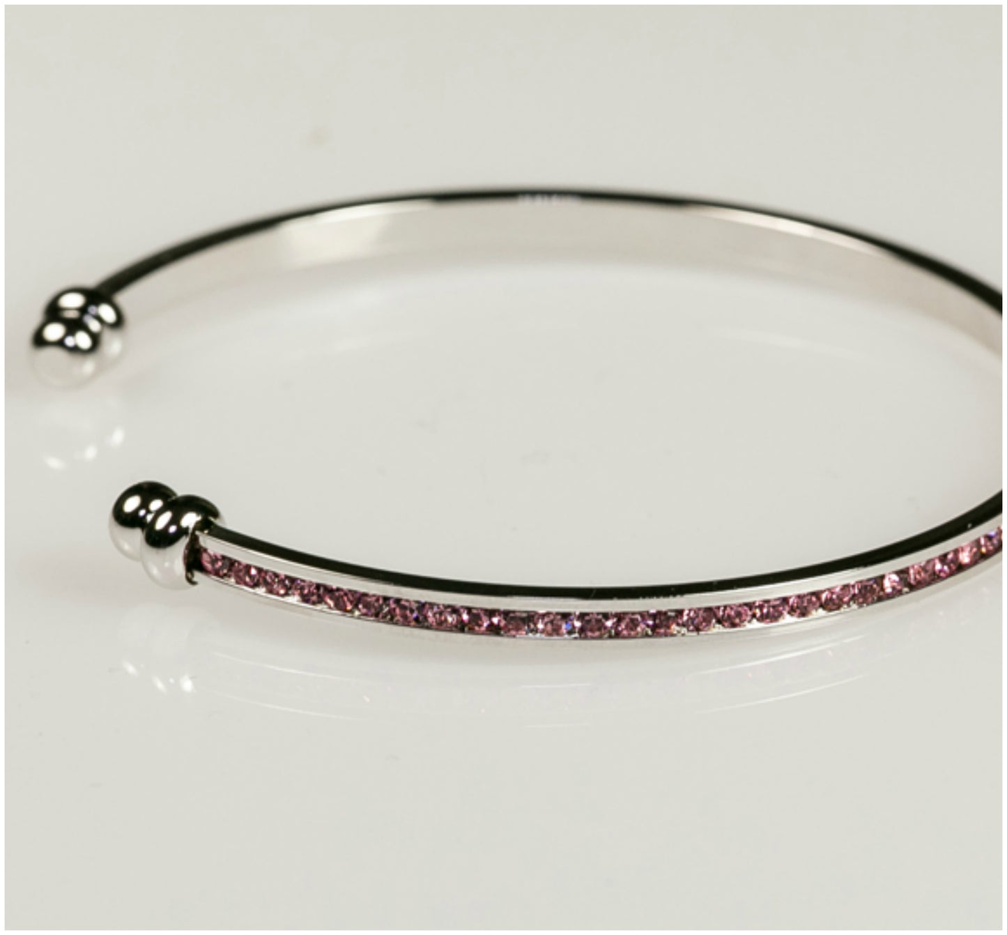 Nico Pink Cubic CZ Silver Cuff Bracelet