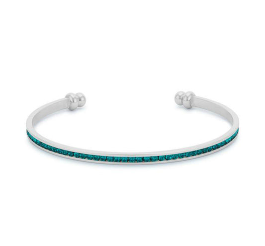 Nico Turquoise Green CZ Silver Cuff Bracelet