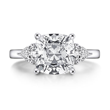 Nikki 10mm Cushion Three CZ Engagement Ring | 5.6ct | 925 Sterling Silver